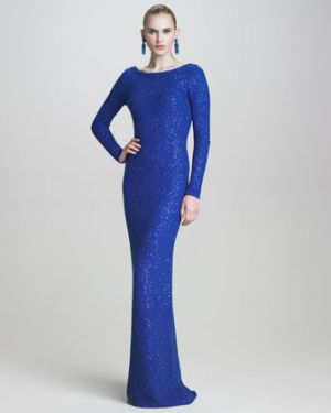 Oscar de la Renta Sequined Scoop-Back Gown - Monaco blue evening dress.jpg